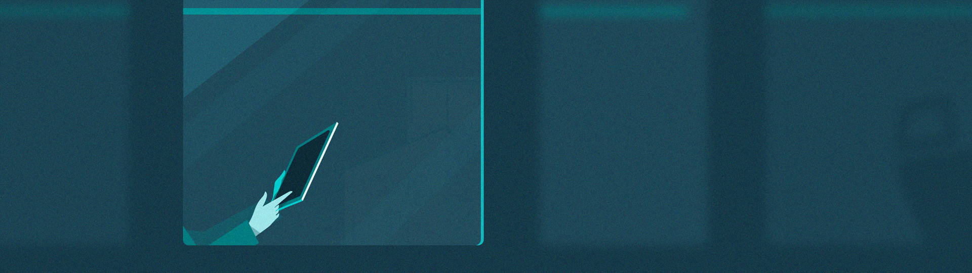 A Digital Illustration of a person using a tablet while travelling on a public transport bus.