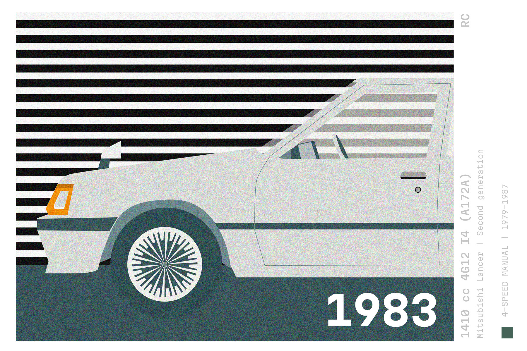 Graphical illustration of Mitsubishi Lancer 1983 side view