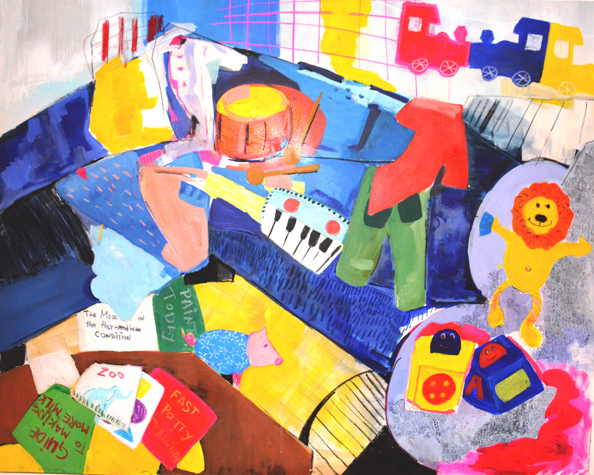 acrylic and oil on canvas