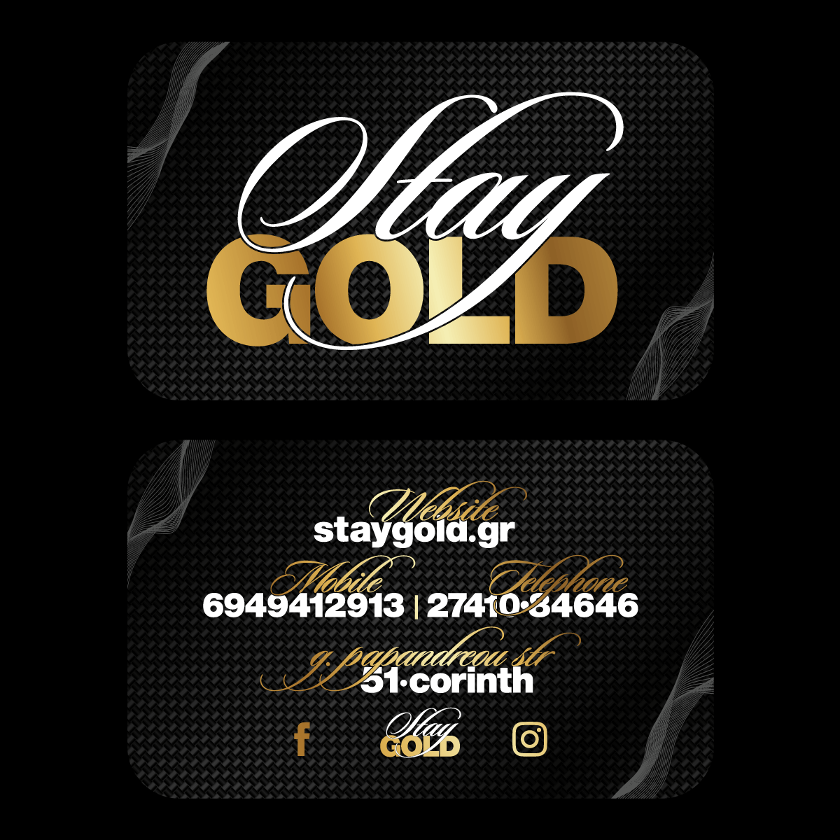 Graphic Design Identity Design Stay Gold Barbershop Business Cards Aggelos Kourtidis Design Studio Corinth Greece aggeloskourtidis.com 2021
