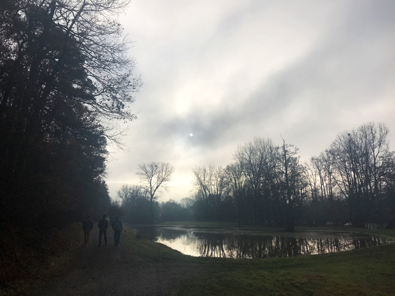Three men in wintertime