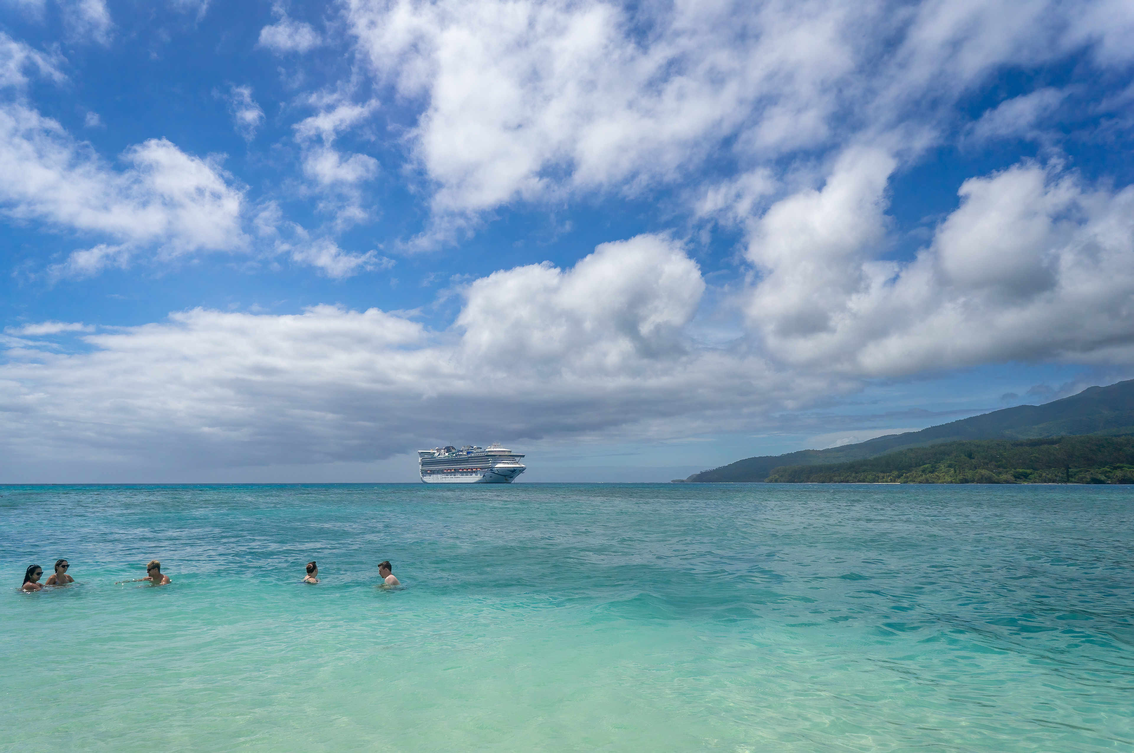The Pacific Adventure, P&O Cruises moored off Mystery Island (Inyeug), Vanuatu