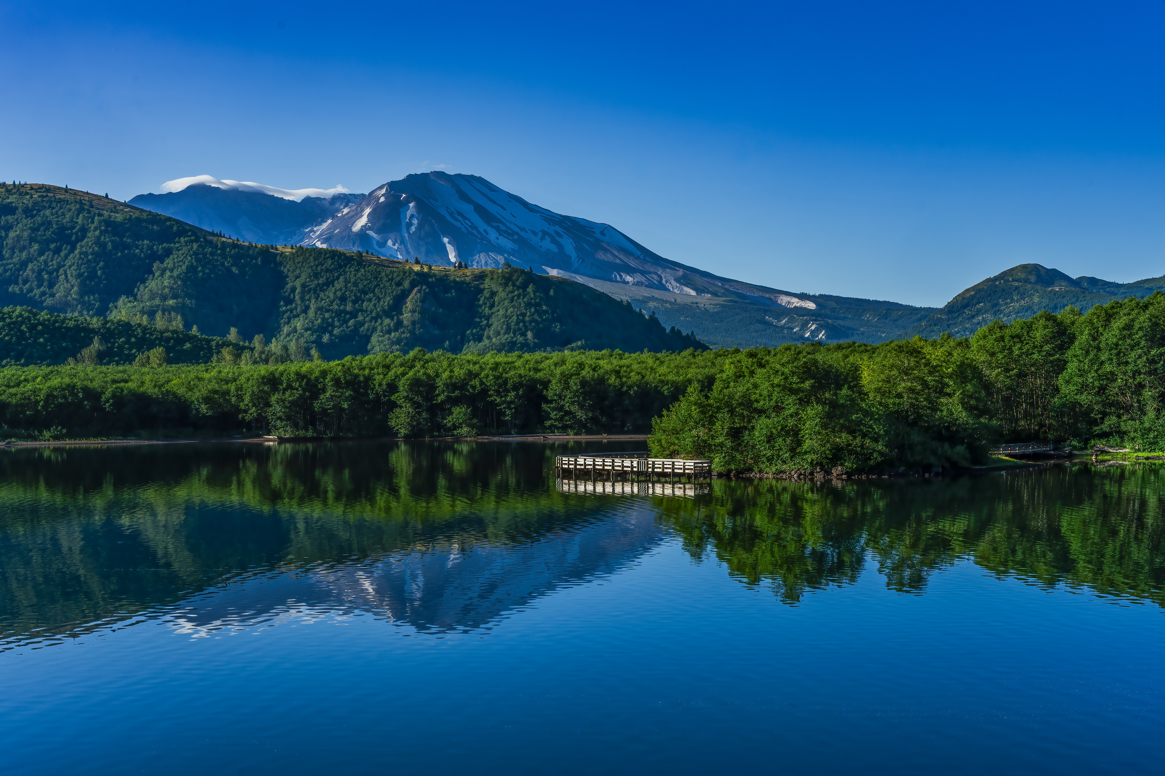 Mt. St. Helens seen across Coldwater Lake, Toutle, Washington, United States