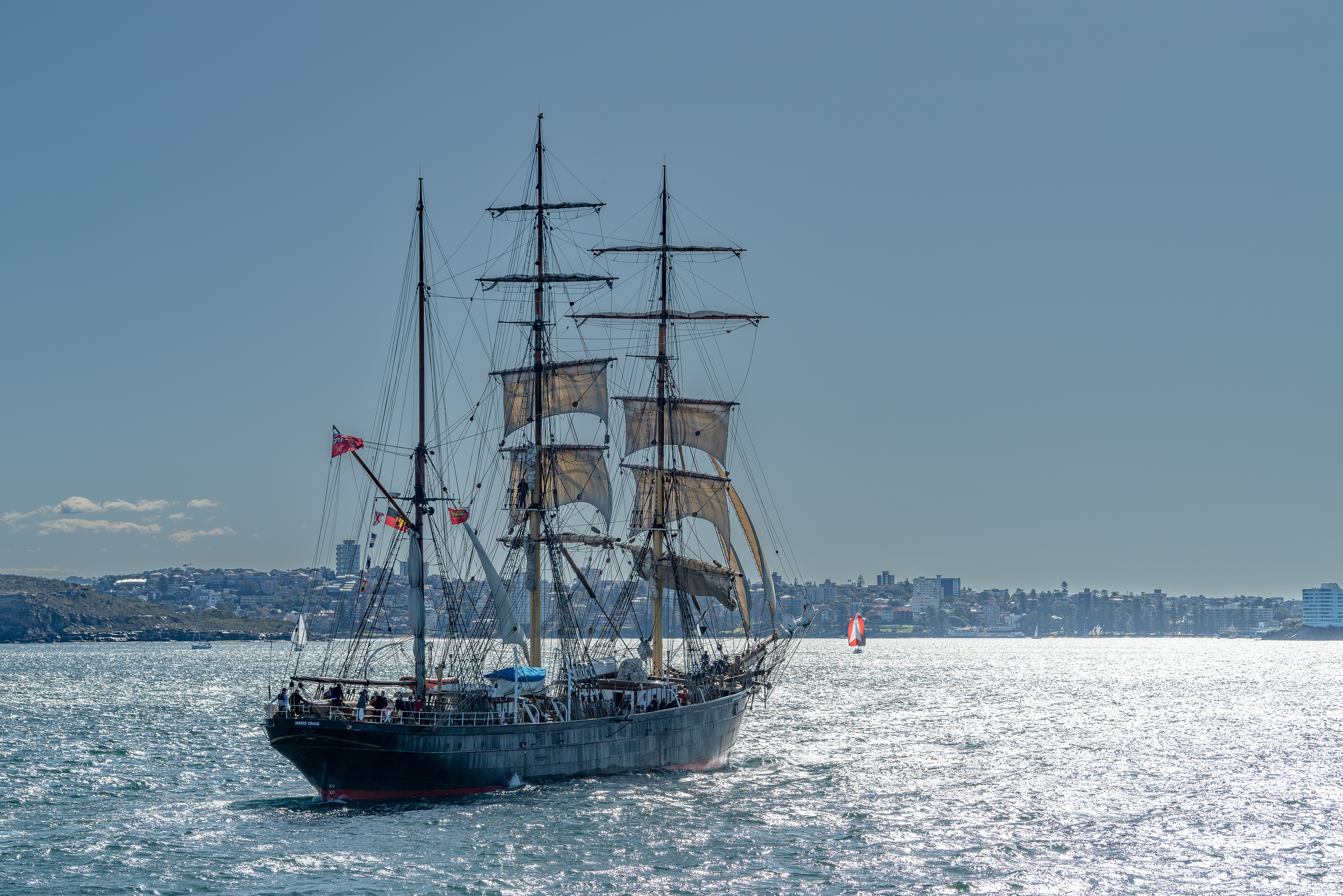 Sailing ship turning towards Manly, Sydney Harbour