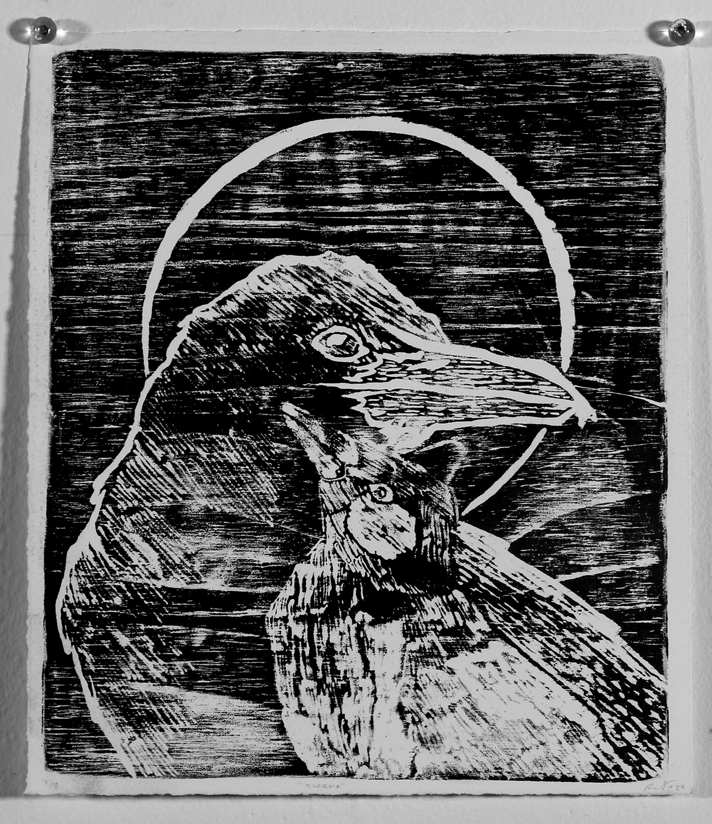 Dharma (single print) ; woodcut print ; 10” x 9”