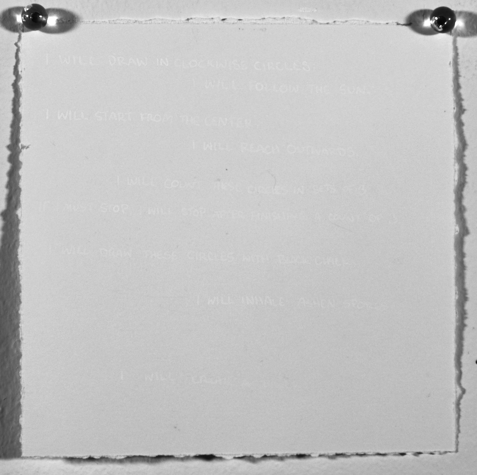Tower Script ; white ink, dip pen ; 6” x 6” ; 2025