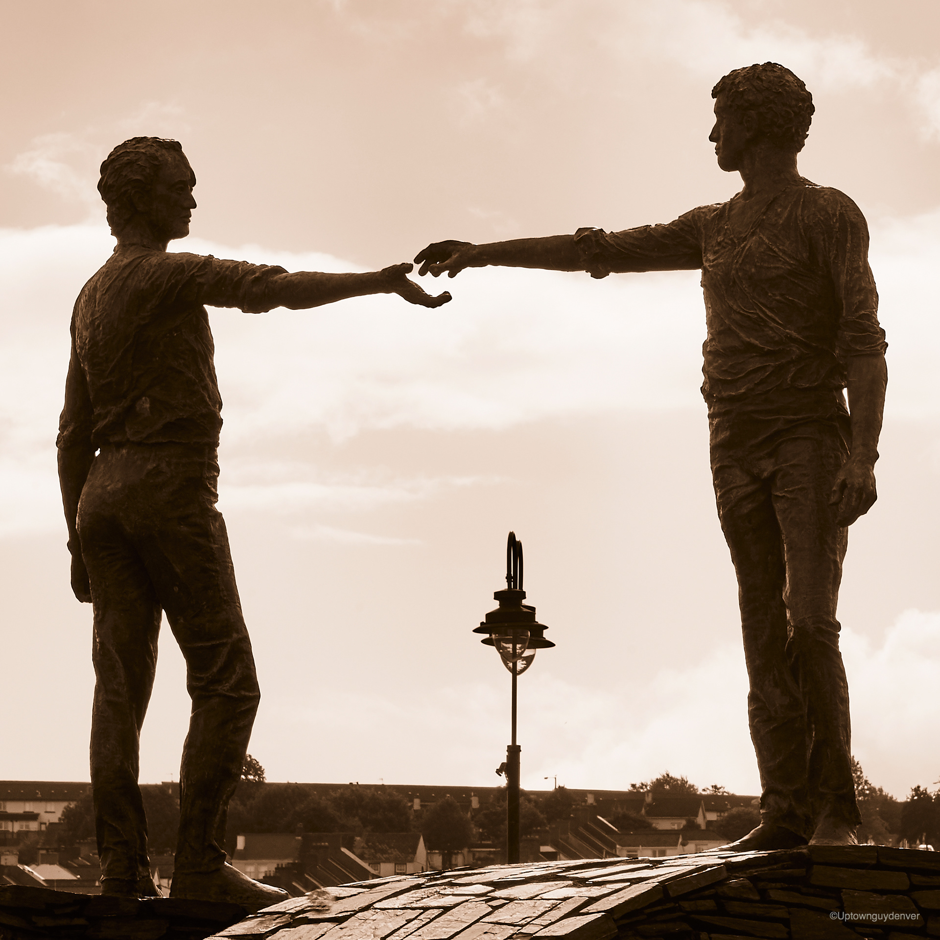 Hands Across the Divide Statue, Londonderry Someday they will touch.
