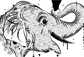 Elephant detail reconstructed and refined as scalable vector geometry, strengthening line structure and visual hierarchy.