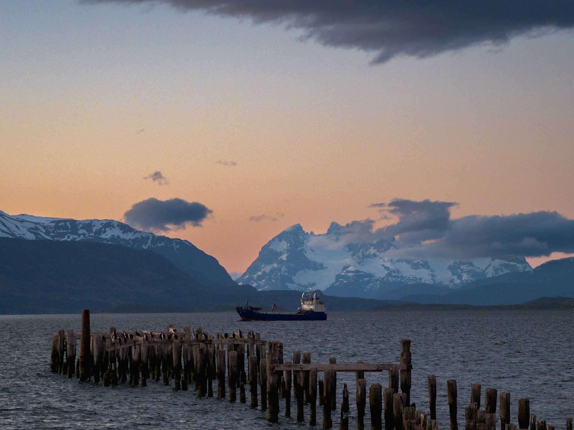 Blick auf die Bucht in Puerto Natales