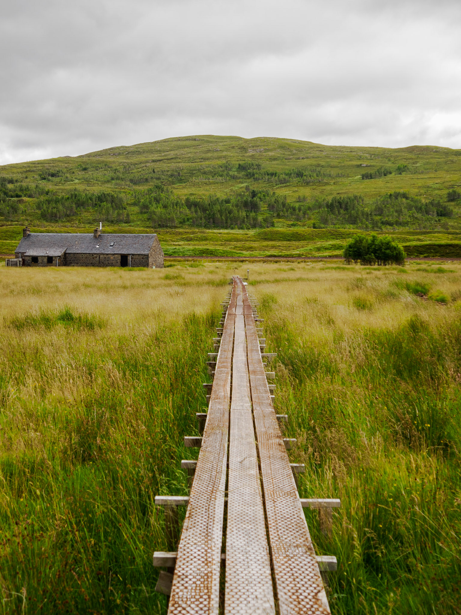 Blick auf die Inver Croft Hütte