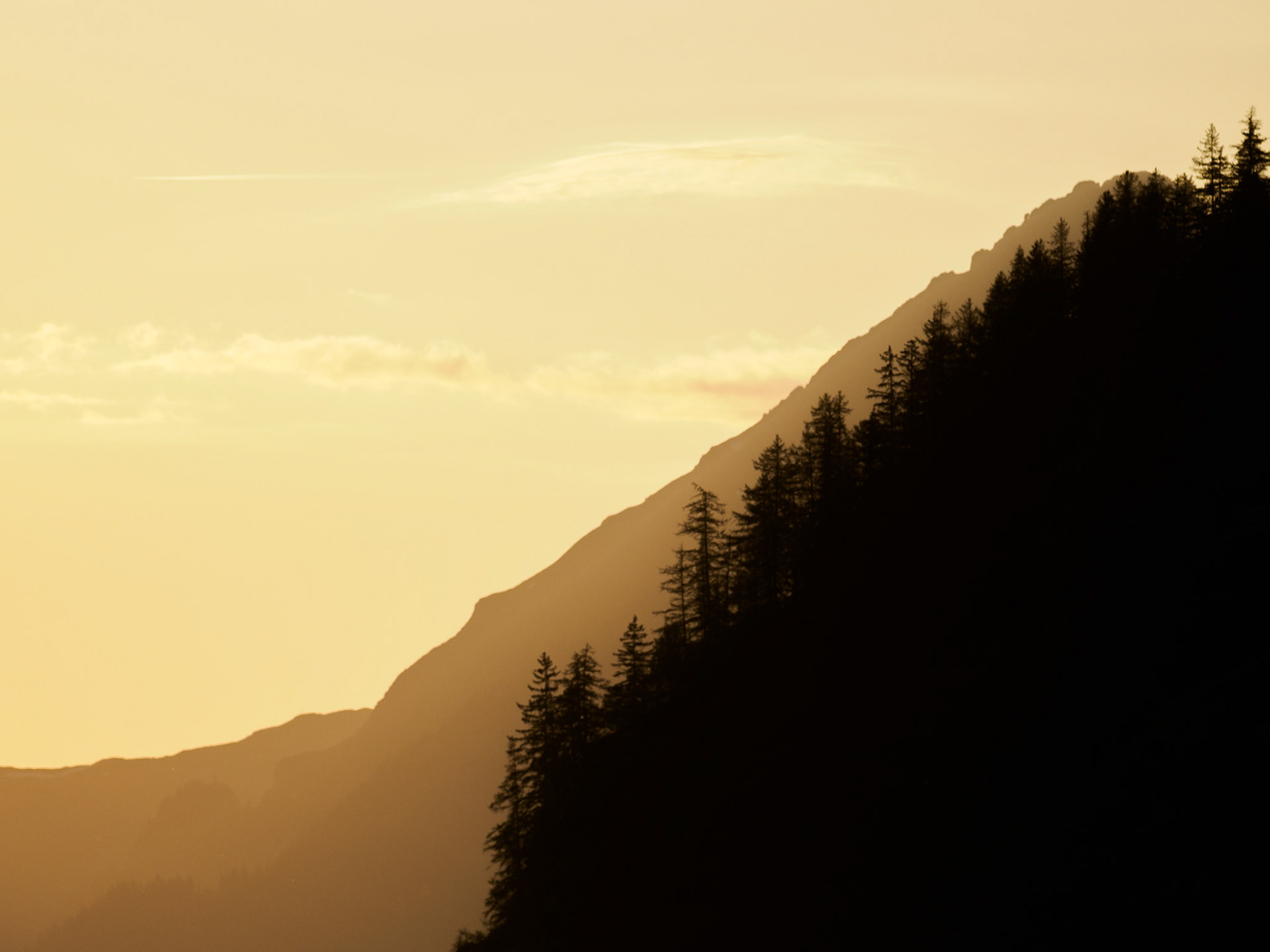 Sonnenuntergang im Tal Peisey-Nancroix