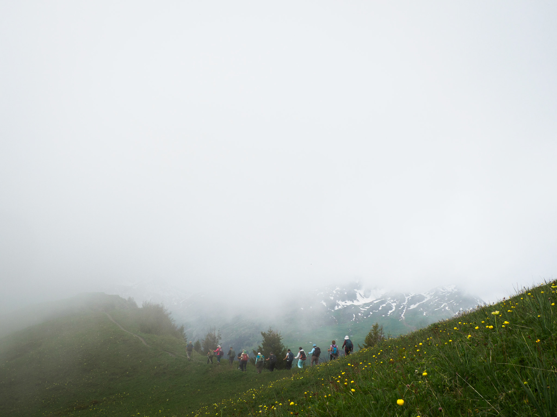 Wandergruppe auf dem Roche Parstire
