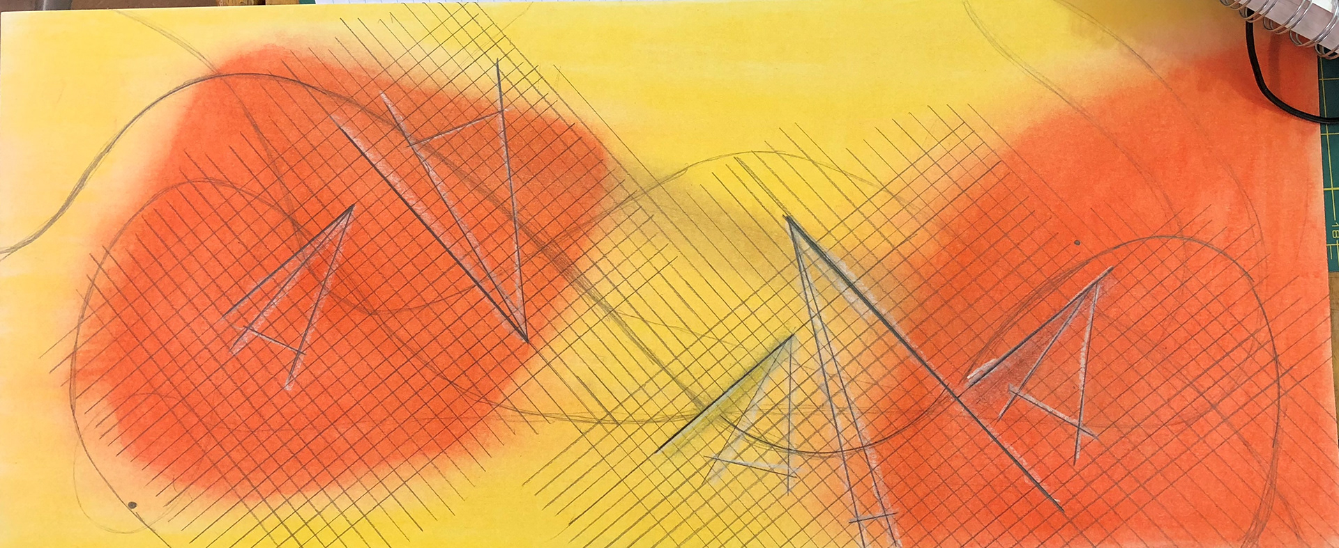 Exploratory Orientation Map - pastels & pencil