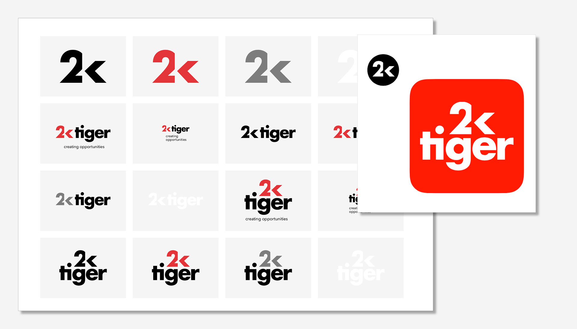 2k Tiger mark, logotype, brand mark variations