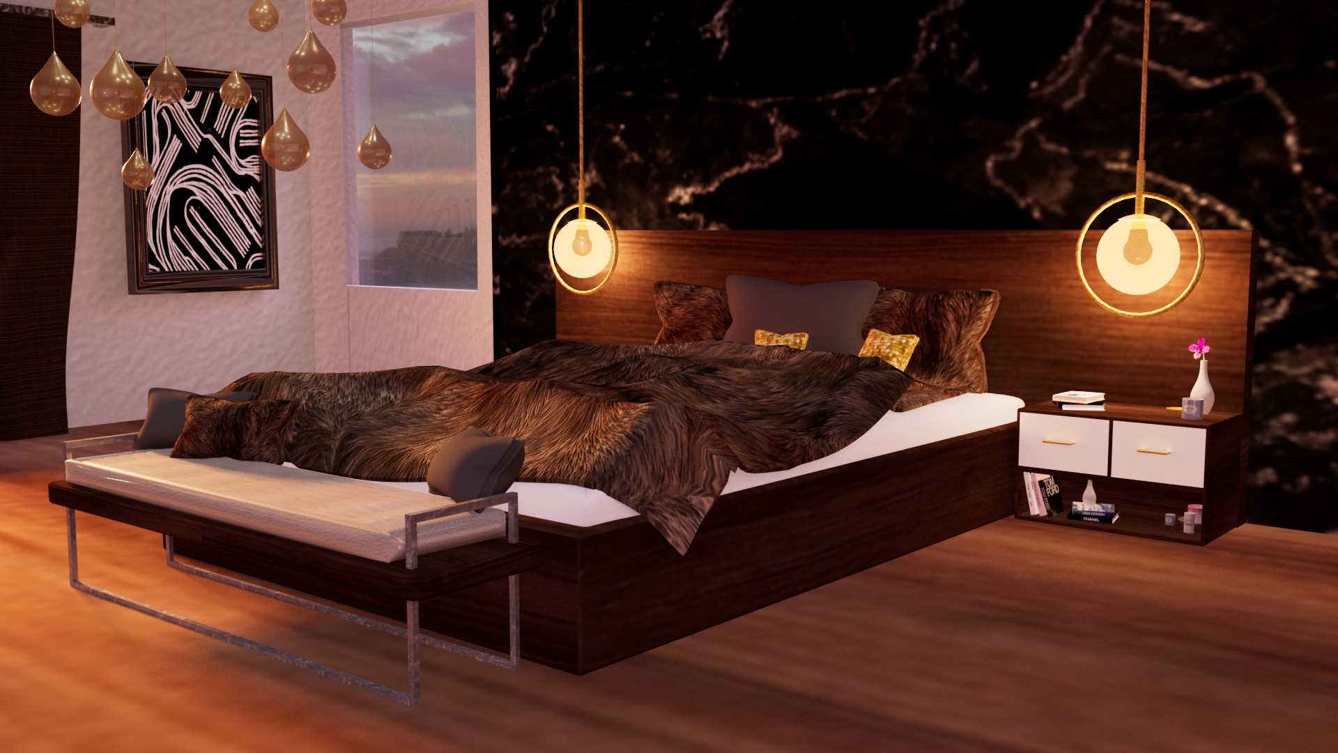 Modern Bedroom Final Render