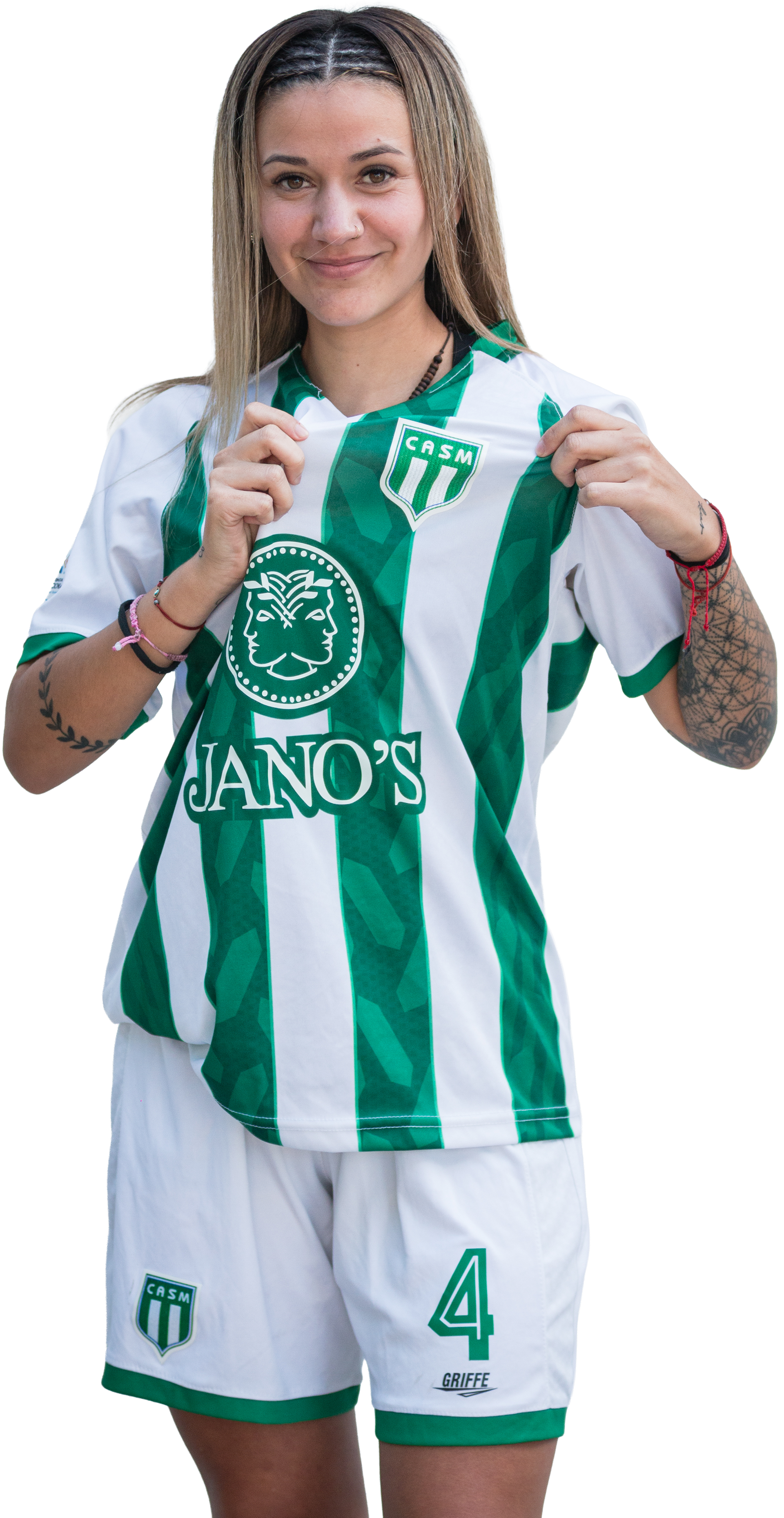 Rocío Vazquez posa con la camiseta titular del femenino de San Miguel 2025.