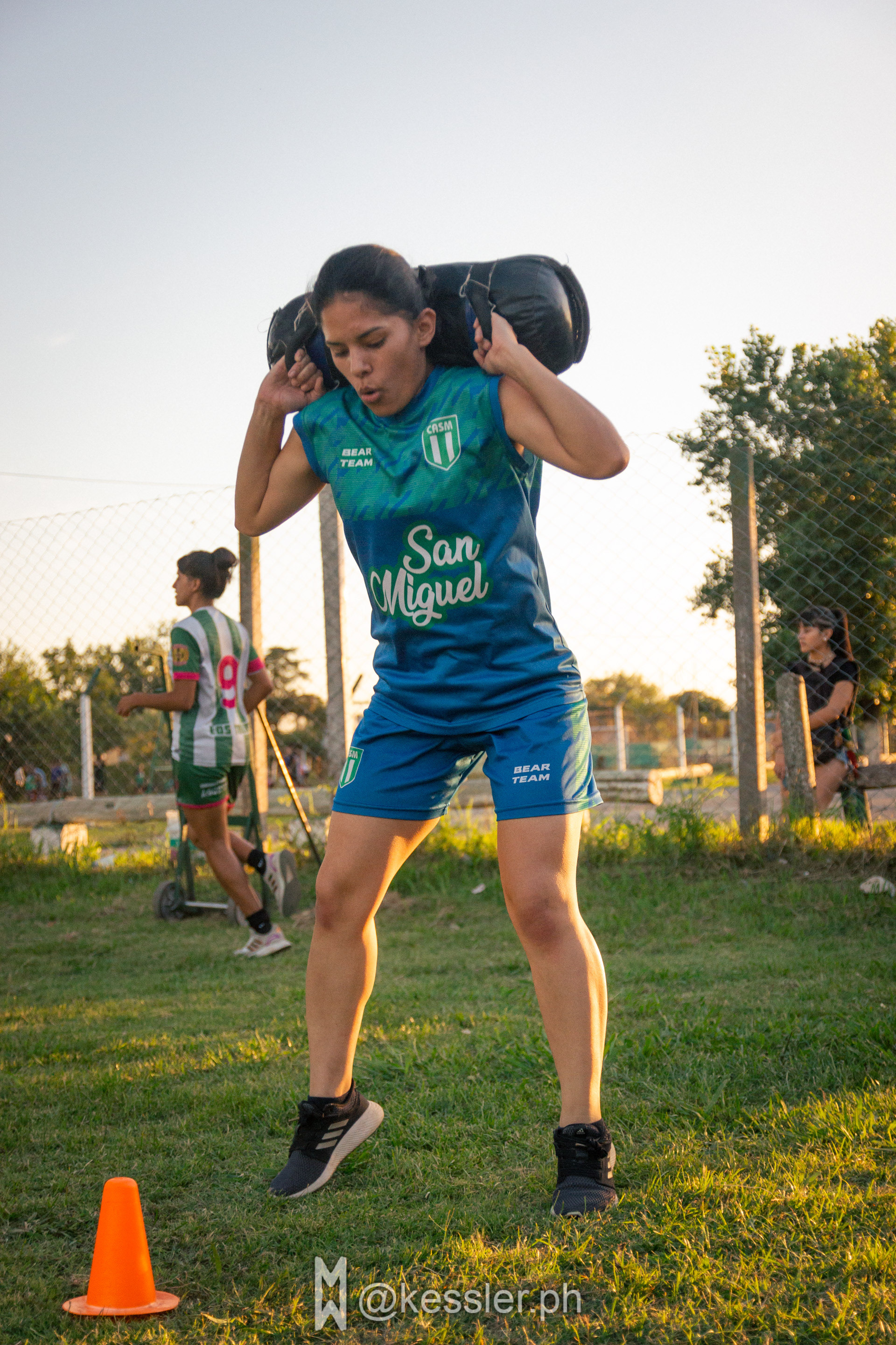 Entrenamiento de la primera división del femenino del Club Atlético San Miguel en el Complejo Olímpico Malvinas Argentinas de Los Polvorines el 15 de enero de 2024