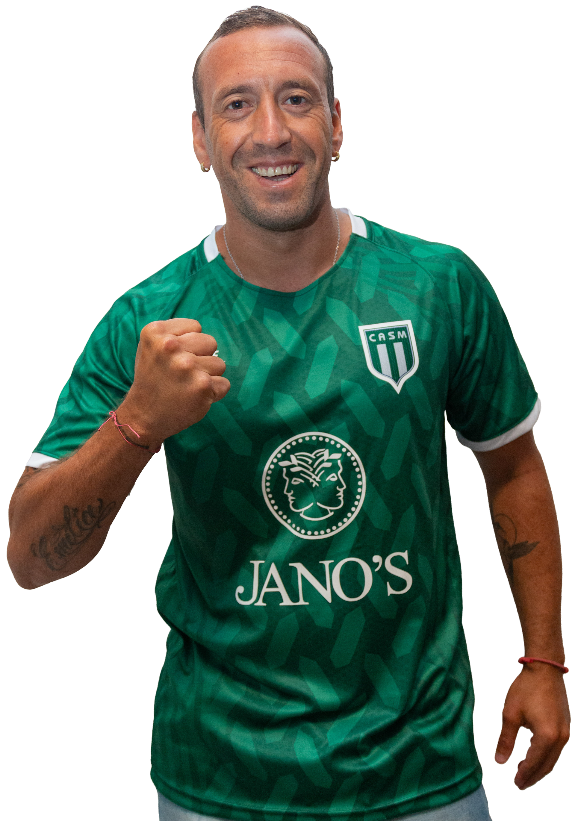 Brahian Aleman posa con la camiseta suplente de San Miguel 2025