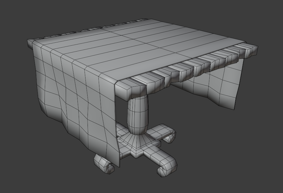 Orthographic view of completed geometry in Blender