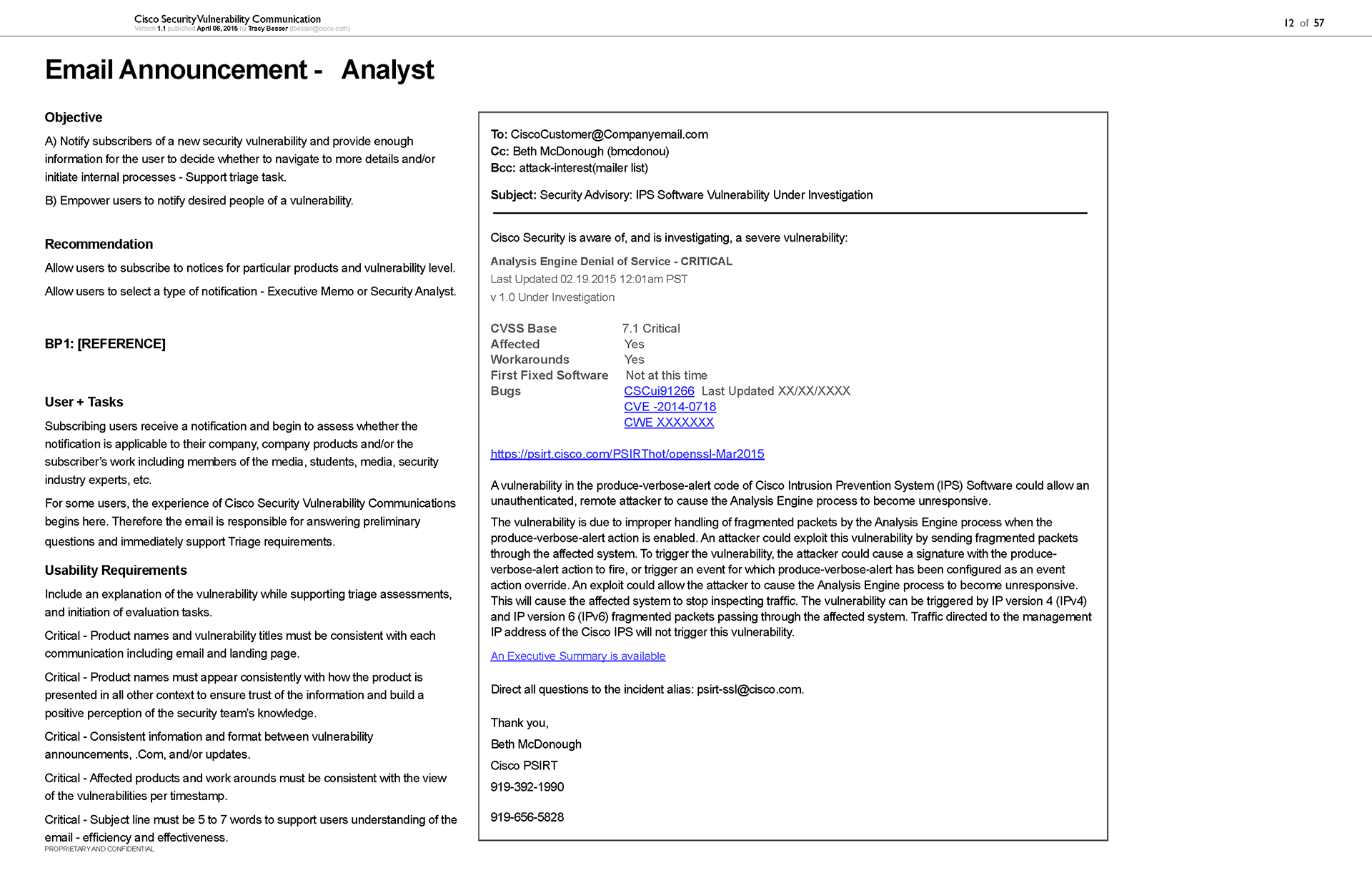 Email targeted analyst