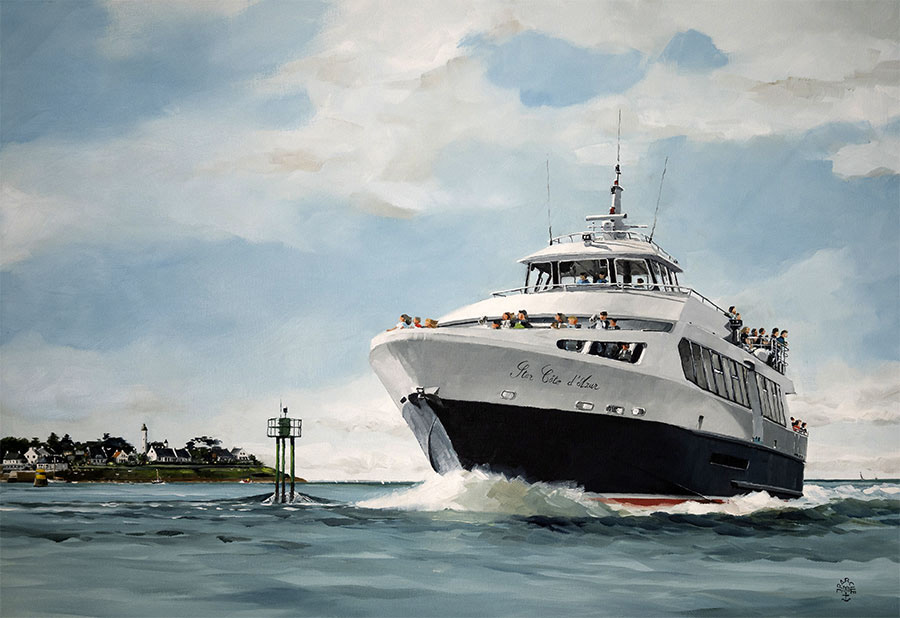 Réf. H-20.016 - Le "Star Côte d'Azur" à l'entrée du Golfe du Morbihan. Huile sur toile 73x50 cm 1700 €