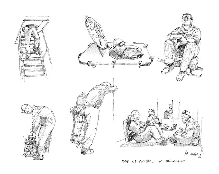 Crayonnés FASM Primauguet. Poste de combat