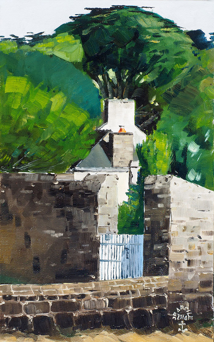 Réf. H-14.048 - Maison Walter à Port Miquel, Ile aux Moines. Huile sur toile 22x35 cm - Col. Particulière