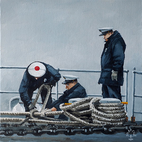 Réf. H-18.056 - Décapelage de la bosse, plage avant du "Primauguet" - Col. Particulière