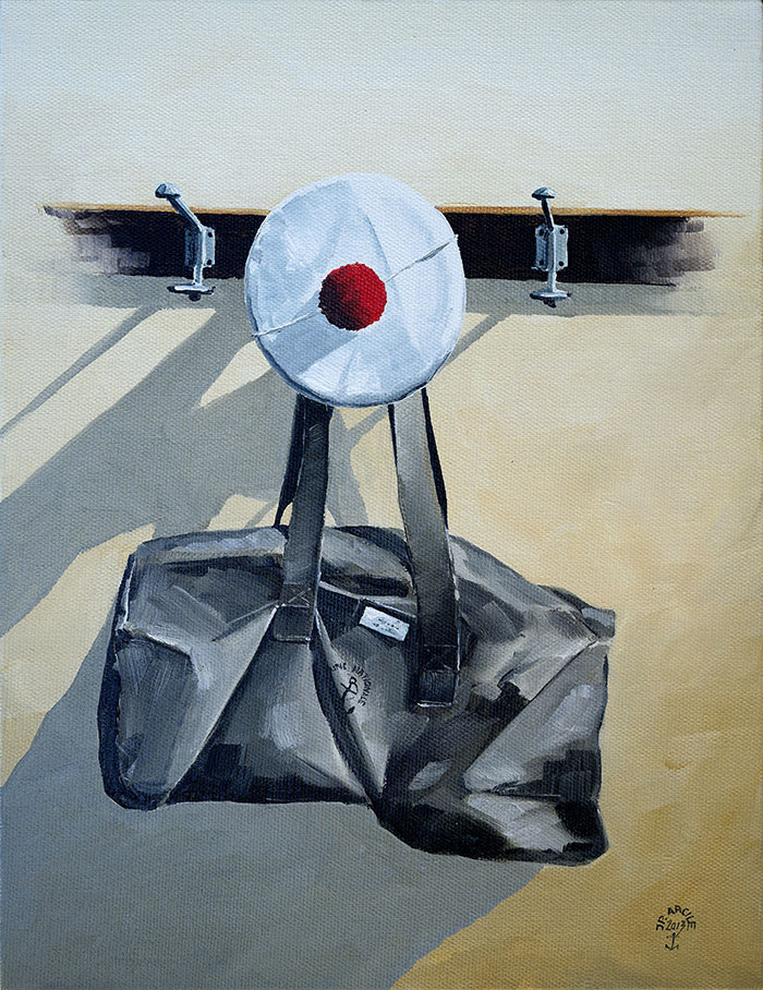 Réf. H-13.032 - Sac et Bâchis au CIN St-Mandrier. Huile sur toile 35x27 cm. Col. Particulière