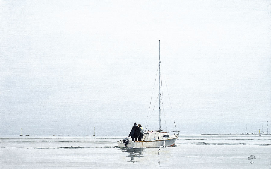 Réf. H-19.015 - De retour du continent. Huile sur toile 61x38 cm - Col. Particulière