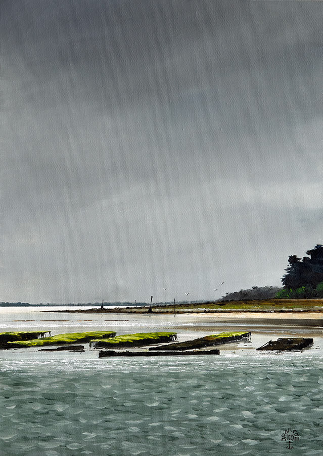 Réf. H-25.004 - Les parc devant Spiren. Huile sur toile 55x33 cm. 900 €