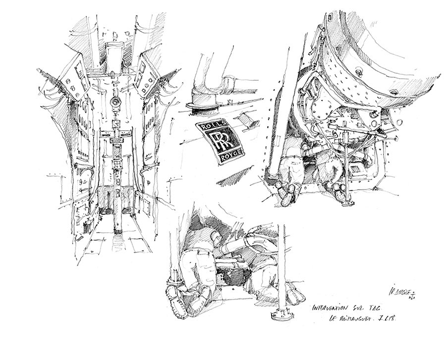 Crayonnés FASM Primauguet. Intervention sur les TAG (Turbines à gaz)