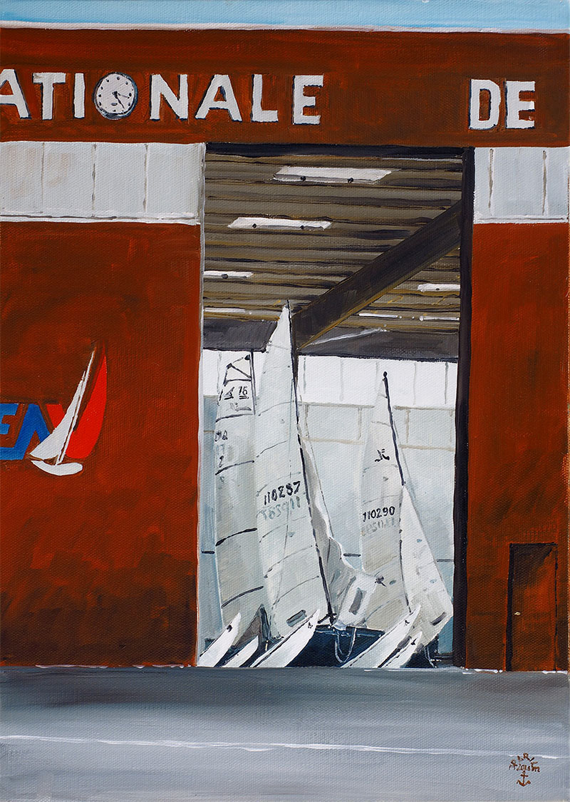 Réf. H-14.034 - La porte du hangar de l'ENVSN. Huile sur toile 33x46 cm - Col. particulière