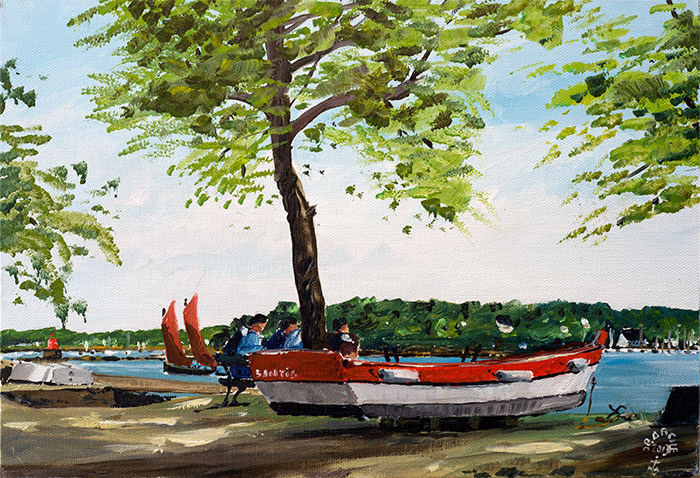 Réf. H-13.015 - La plate rouge au Trec'h. Huile sur toile 35x24 cm - Col. Particulière