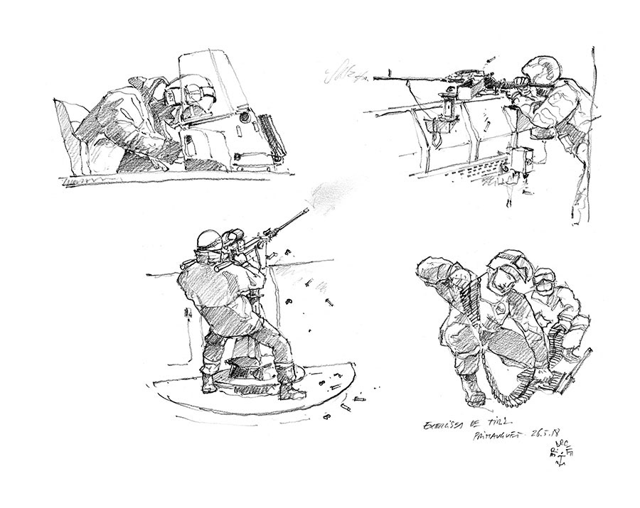 Crayonnés FASM Primauguet. Exercices de tirs