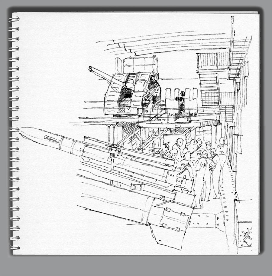 Croquis CIN St-Mandrier. Hall d'instruction