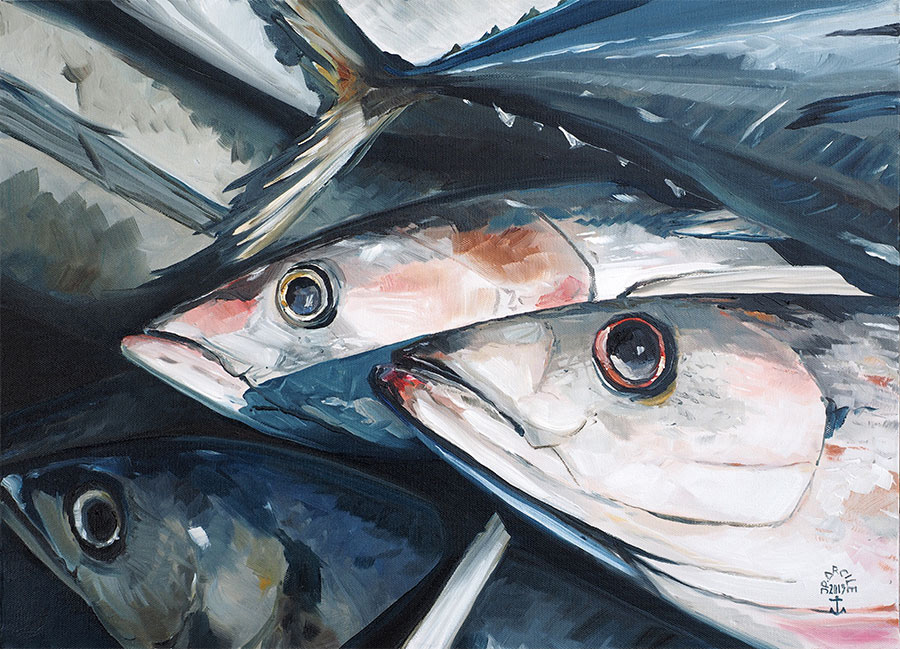 Réf. H-15.009 - Les Thons. Huile sur toile 65x46 cm - Col. Particulière