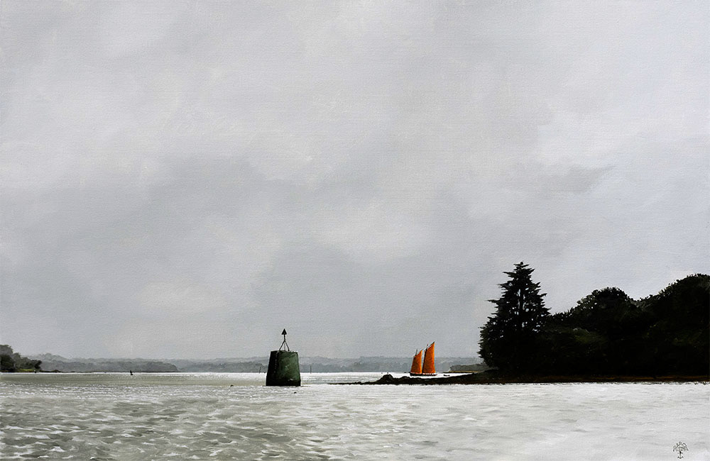 Réf. H-25.014 - Le sinago derrière Olavre. Huile sur toile 92x60 cm. Collection particulière