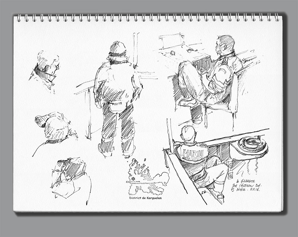 Croquis FS "Nivôse". Sur l'aileron de la passerelle