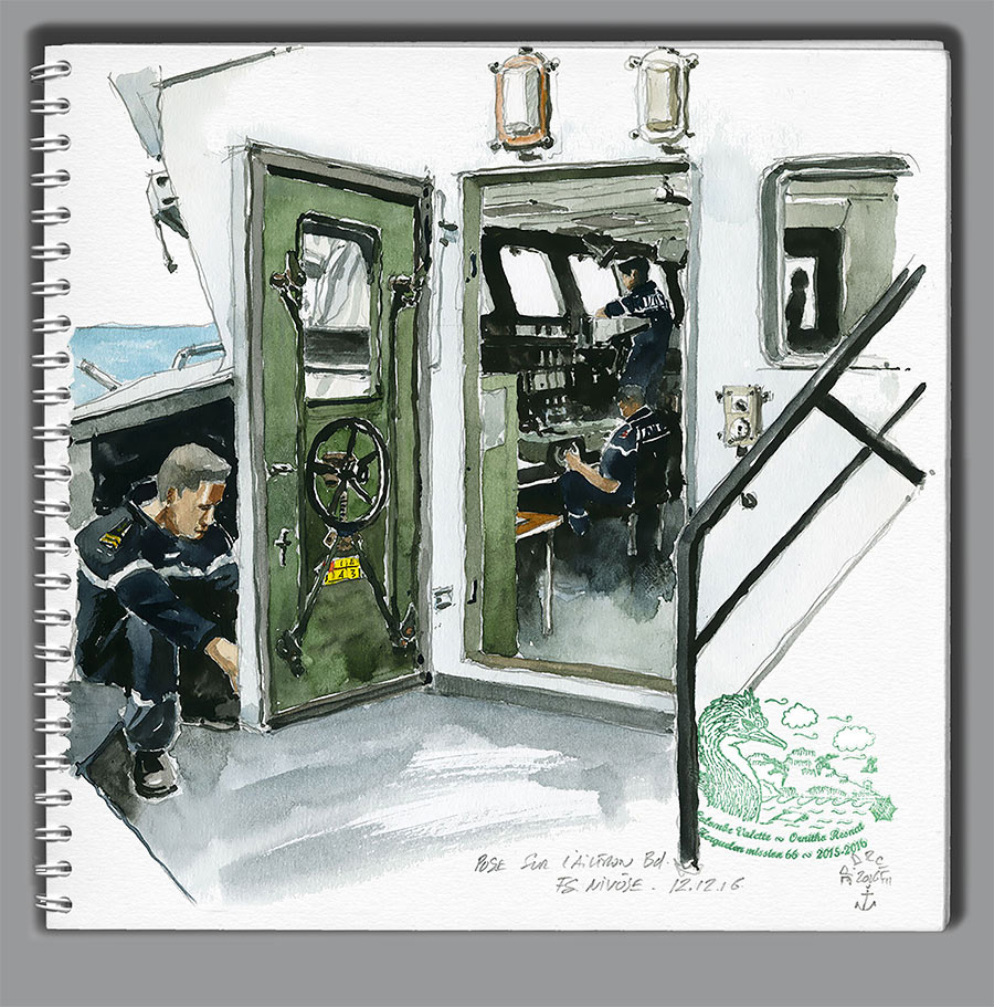 Croquis FS "Nivôse". Pose sur l'aileron babord