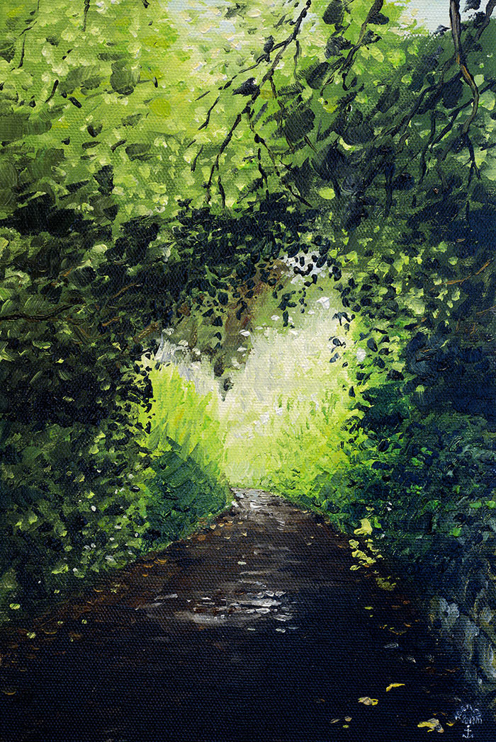 Réf. H-13.033 - Chemin creux au Vran. Huile sur toile 33x22 cm - Col. Particulière