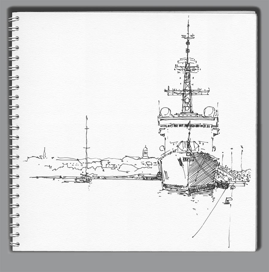 Carnet de croquis La Motte-Picquet. A quai à St-Malo