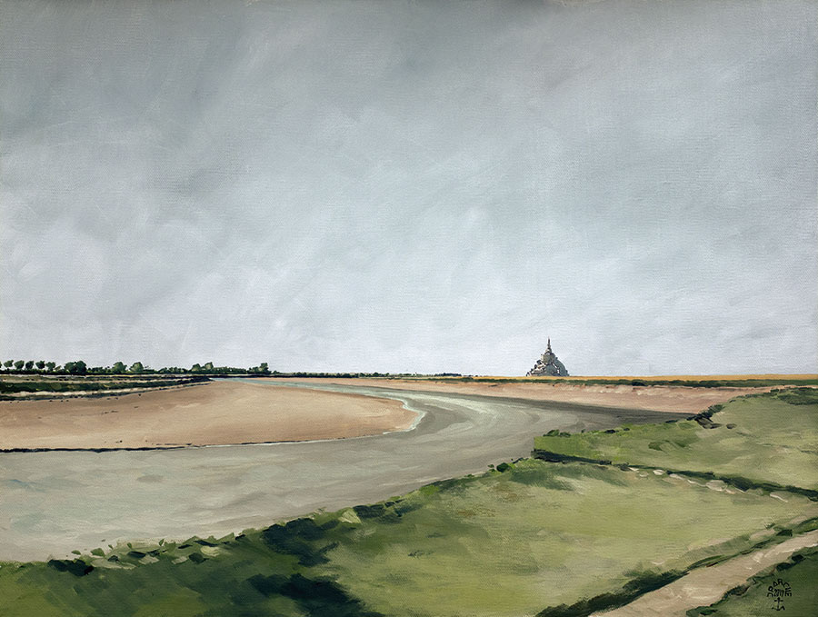 Réf. H-19.052 - Le Mont-Saint-Michel, vue depuis le Gué de l'Épine. Le Val St-Père. Huile sur toile 61x46 cm - 1300 €