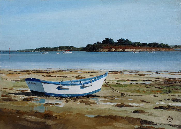 Réf. H-14.053 - Plate sur la plage de Penhap. Huile sur toile 46x33 cm - Col. Particulière