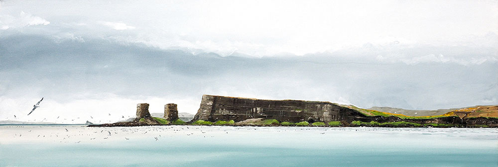 Réf. H-17.009-L'arche de la Baie de l'Oiseau - Archipel des Kerguelen. Huile sur toile 120x40cm