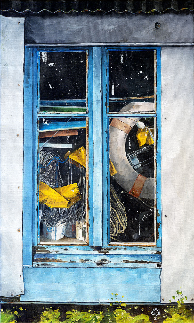 Réf. H-13.046 - Bric à Brac au Trech'. Huile sur toile 33x55 cm - Col. Particulière