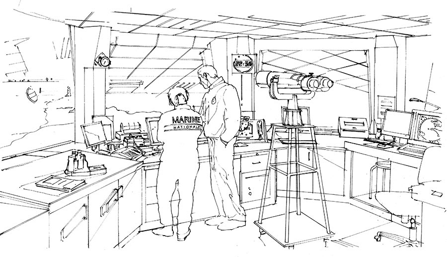 Esquisse préparatoire de l'intérieur du sémaphore de la pointe du Raz