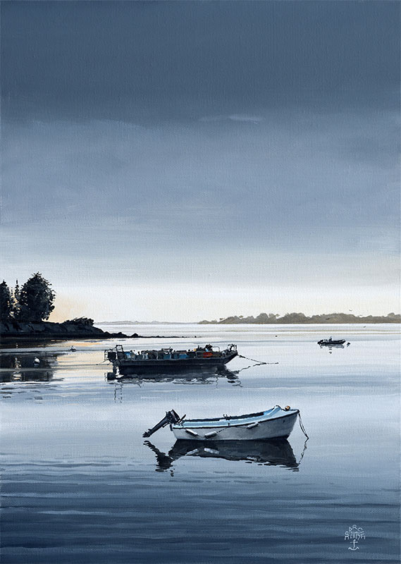 Réf. H-23.027 - Levé de soleil derrière Olavre. Huile sur toile 33x46 cm - Col. particulière