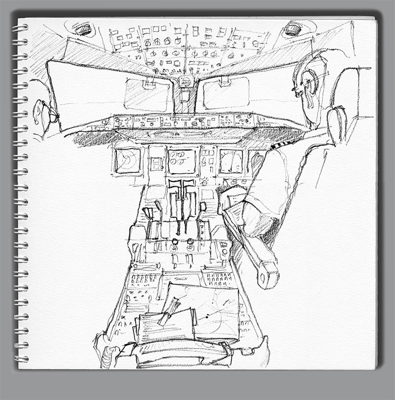 Dans le cookpit d'un Boing 777