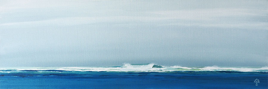 Réf. H-15.036 - Vague. Huile sur toile 75x25 cm - Col. Particulière